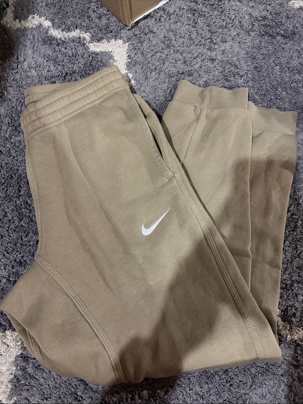 Nike men’s tan-Tone Fleece Joggers with White Swoosh